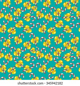 Sweet seamless background with Christmas Candy Cane. Hand drawn illustration.