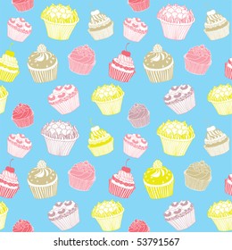 sweet seamless background with cupcakes
