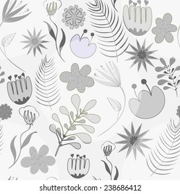 sweet seamless flovers pattern grey