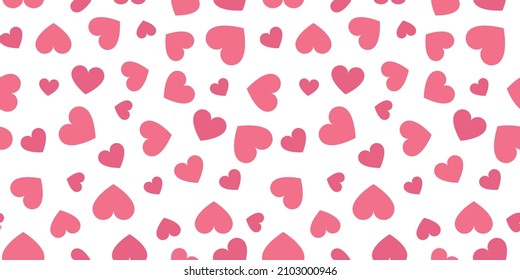 sweet seamless heart pattern. pink Valentines day wrapping paper for girls on white background. Romantic pink hearts