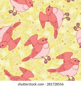 sweet seamless pattern with birds on floral background for decoration or wrapping