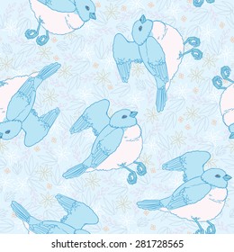 sweet seamless pattern with birds on floral background for decoration or wrapping