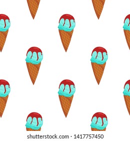 Sweet seamless pattern. Cartoon blue ice cream pattern for wallpaper design. 