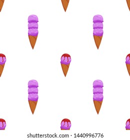 Sweet seamless pattern. Cartoon Lavander cone ice cream pattern for wallpaper design. 