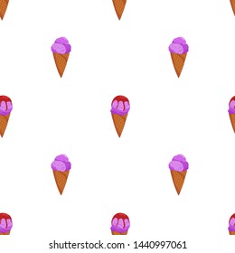 Sweet seamless pattern. Cartoon Lavander cone ice cream pattern for wallpaper design. 