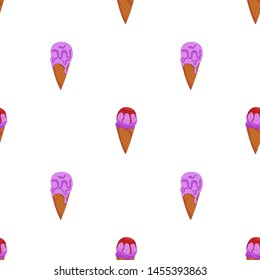 Sweet seamless pattern. Cartoon Lavander cone ice cream pattern for wallpaper design. 
