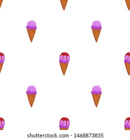 Sweet seamless pattern. Cartoon Lavander cone ice cream pattern for wallpaper design. 