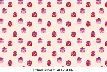 Sweet seamless pattern with charming gift boxes and hearts, perfect for Valentine's Day, love, and celebrations. Spread the love!