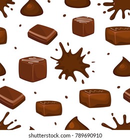 Sweet seamless pattern with chocolate and splash.