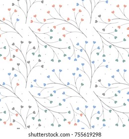Sweet seamless pattern with colorful hearts. Valentine’s day concept, vector illustration.