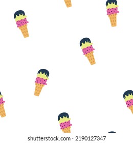Patrón suave y dulce. Dibujo de helados. Patrón de repetición de verano para los niños.Diseño de ilustración vectorial para telas de moda, gráficos textiles, impresiones.