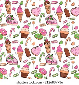 Sweet seamless pattern with desserts