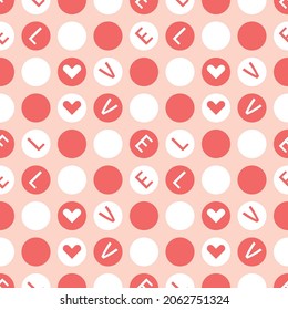 sweet seamless pattern dot pink and white with wording love