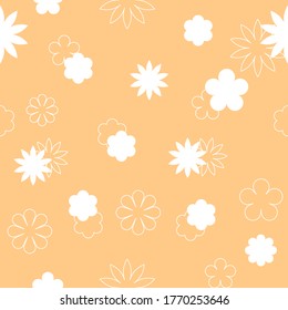 Sweet seamless pattern of pastel flowers isolated on tan background. Suitable for wrapping paper, wallpaper, backdrop, fabric and etc.