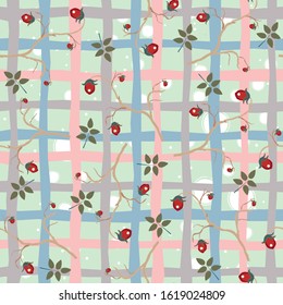 Sweet seamless pattern with red berries