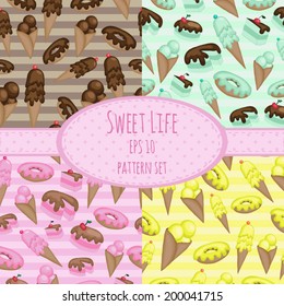 Sweet seamless pattern set