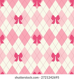 Un patrón dulce sin fisuras para el día de San Valentín. Un patrón de argyle de Vector de arcos rosados. Un fondo geométrico sin fisuras para tarjetas, textiles y papel de regalo.