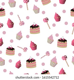 sweet seamless pattern in vector design with deserts. 