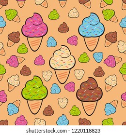 Sweet Seamless Pattern Vector Ice Cream Candy