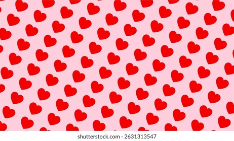 Sweet seamless pattern of vibrant red hearts on a soft pink background. Perfect for Valentine's Day, love themes, gift wrap, or cute romantic designs. Spread the love!
