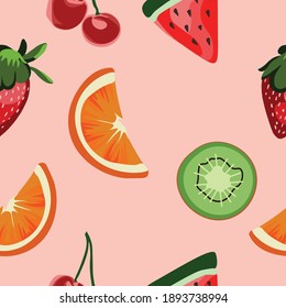 sweet seamless pattern. watercolor fruits. Print for wrapping paper, textile, background and wallpaper for interior.