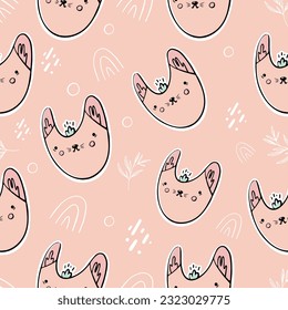 Sweet seamless pattern.Cute fox print vector