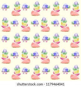 sweet Seamless rock and stone pattern with rainbow color
