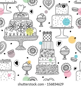 Sweet seamless vector pattern. Seamless pattern can be used for wallpaper, pattern fills, web page background, surface textures.