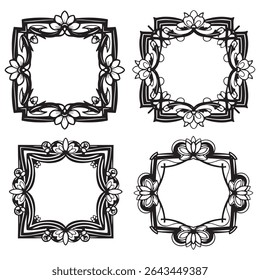 Sweet and Serene Vintage Decorative Floral Border Vector Set Packs
