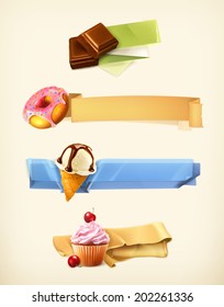 Sweet set of banners, vector illustration