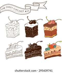 Sweet set can be used to design menus, invitations, banners, in textile design