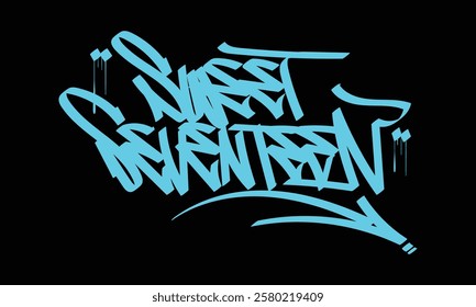 SWEET SEVENTEEN graffiti tag style design