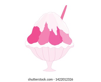 Sweet shaved ice dessert on white background