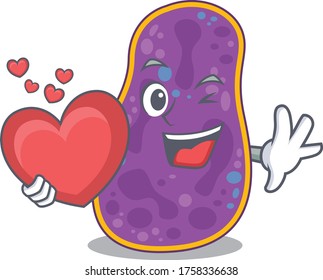 A sweet shigella sp. bacteria cartoon character style with a heart