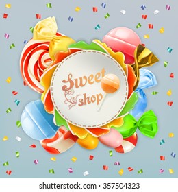 Sweet shop candy vector label