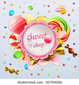 Sweet Shop Candy Vector Label