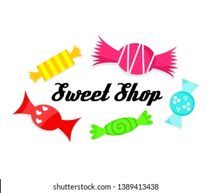 Sweet shop emblem design. Vector illustration.