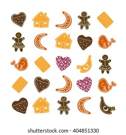Sweet shop Gingerbread man.  Cookie holiday, sweet food, traditional biscuit, vector illustration.
