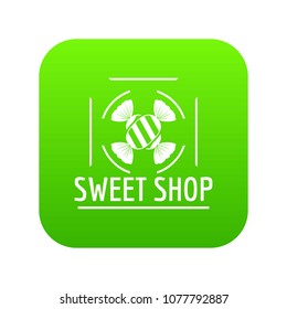 Sweet shop icon green vector isolated on white background