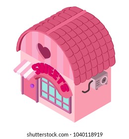 Sweet shop icon. Isometric illustration of sweet shop vector icon for web