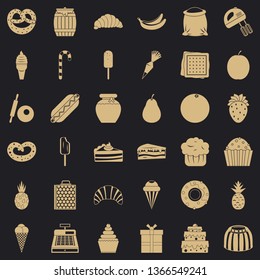 Sweet shop icons set. Simple style of 36 sweet shop vector icons for web for any design