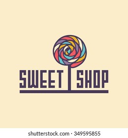 Sweet Shop Logo. Candy Icon For Cafe, For Web Sites. Vector Illustration