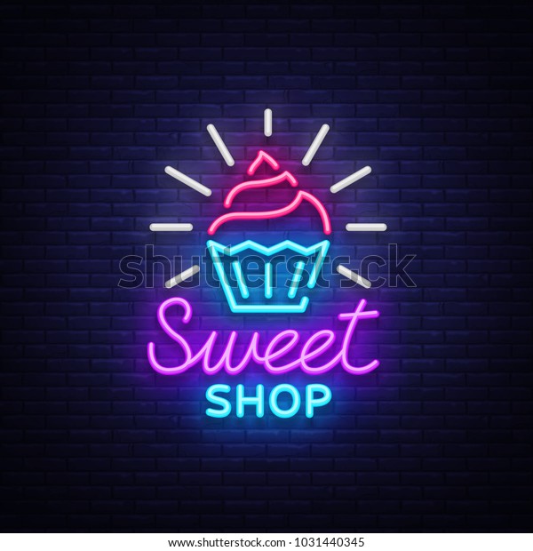 Sweet Shop Logo Neon Style Candy Stock Vector Royalty Free 1031440345