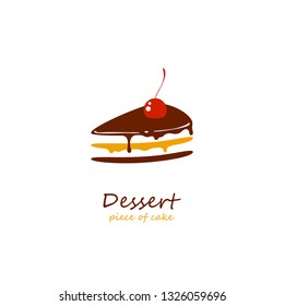 Sweet Shop logo template design vector. Illustration of piece of cake with cherry.