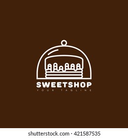 Sweet shop outline logo template design. Vector illustration.