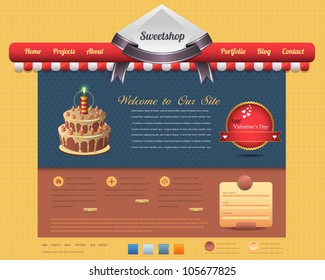 Sweet Shop Style Website design vector elements