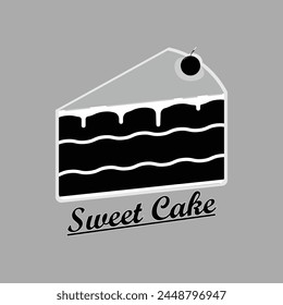 Sweet Shop template logo design vector illustration of silhouette cake with cherries