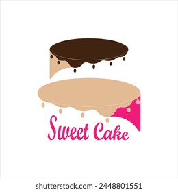 Sweet Shop template logo design vector illustration of silhouette cake with cherries