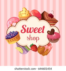 Sweet shop vector background illustration