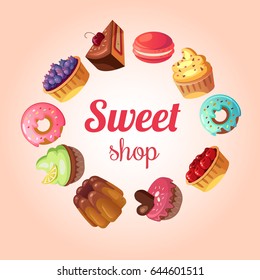 Sweet shop vector background illustration